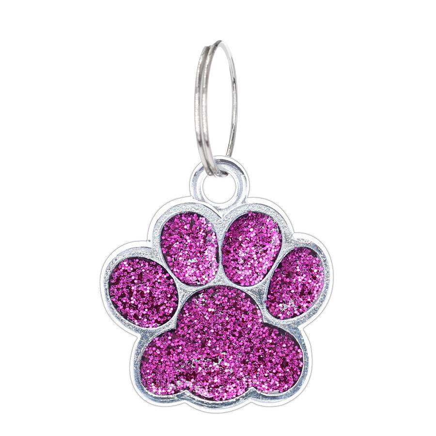 Dog Cat Paw Charm For Jewelry Making Glitter Pendant Hang Charm With Keyring Keychain Pet Collar Accessories Paw Glitter Pendant Decor Not engraved ярко-розовый