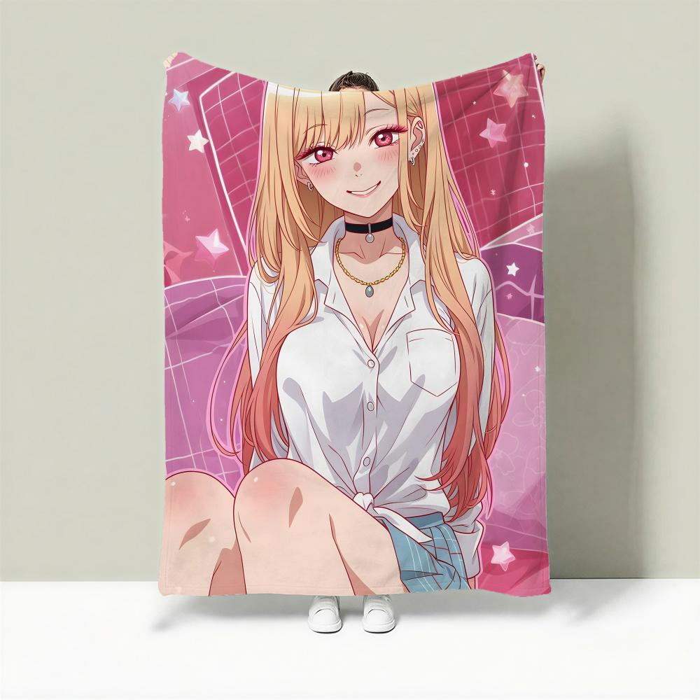 Anime M-My Dress-Up Darling Throw Lightweight 240g Flannel Blanket Soft Skin-friendly for Summer Cooling
