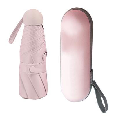 Capsule Umbrella Mini Pocket UV Resistant 2 Use 5 Section 8 Edged Outdoor Accessories Pink