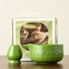 2 Pcs Matcha Set with Carved Ceramic Matcha Bowl & Carved Matcha Whisk Stand Matcha Whisk Set Japanese Tea Ceremony Gift Box