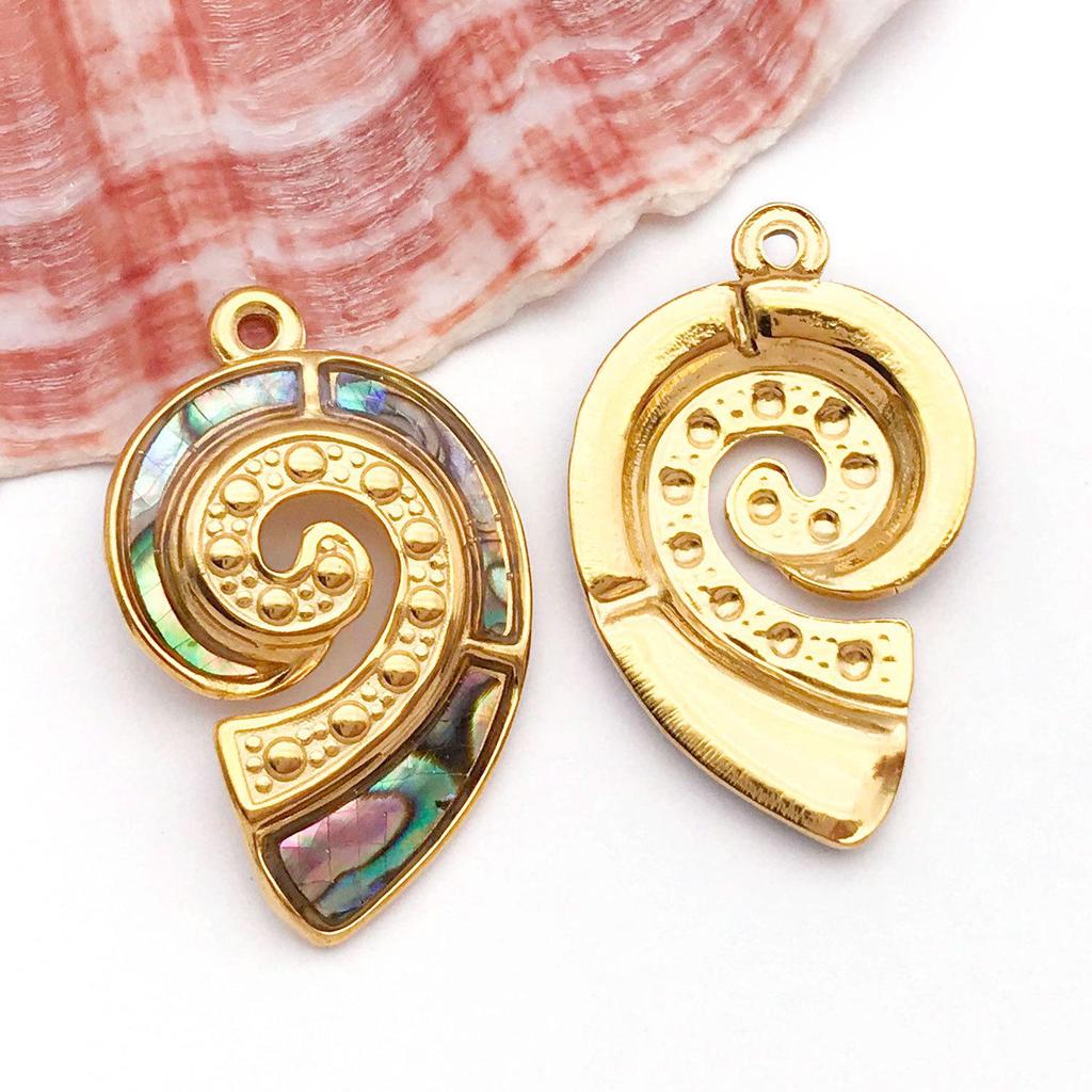 Colorful Shell & Stainless Steel Ocean Beach Pendant for DIY Jewelry