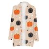 Damska modna, swobodna, halloweenowa, drukowana, długa, średniej długości kurtka kardiganowa z długim rękawem