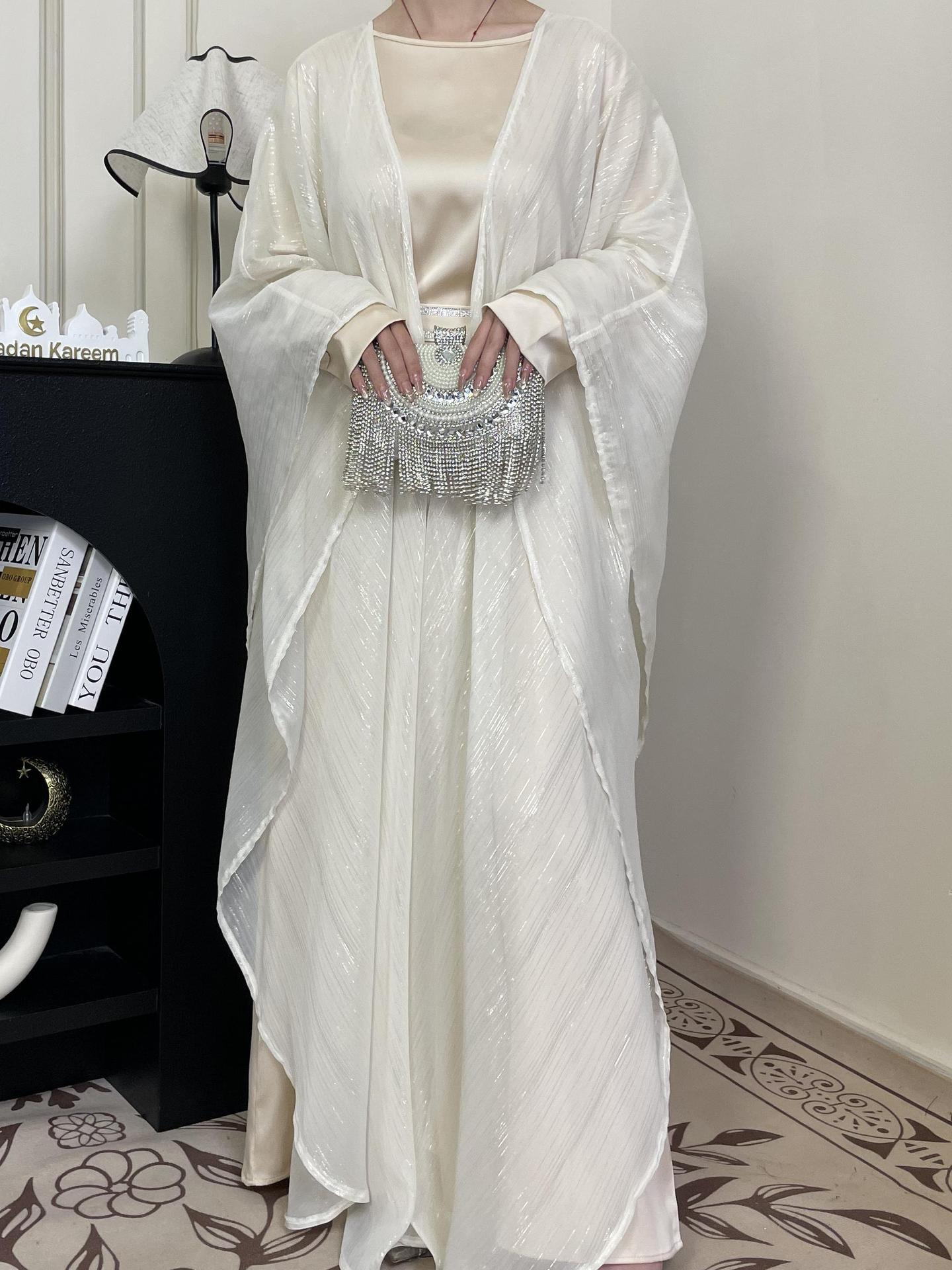 

Набір Абая з золотою ниткою: Елегантний мусульманський жіночий одяг для транскордонної торгівлі з блискучою зовнішньою спідницею XL