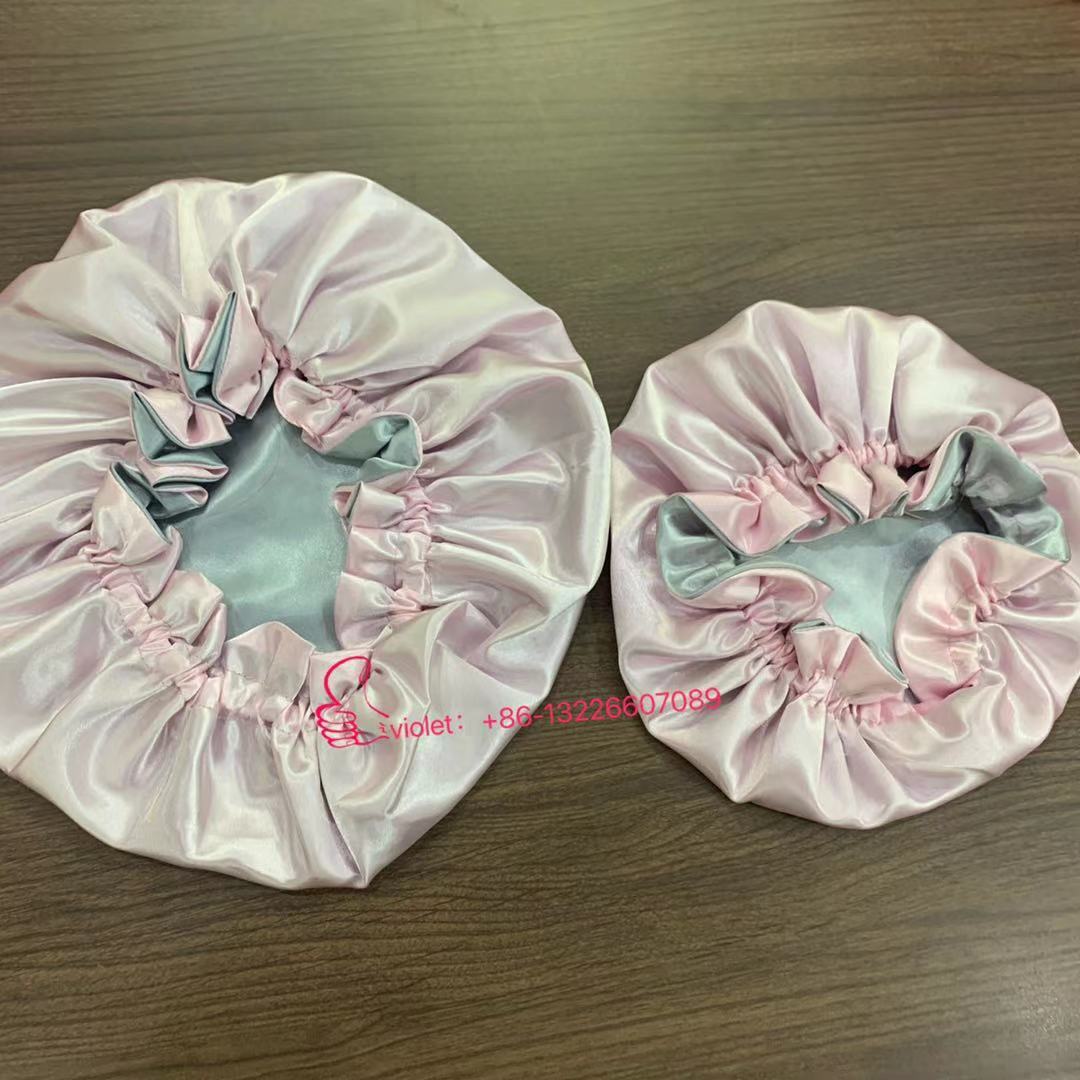 Low MOQ for Women Hair Bonnet Accessories Satin Silk Bonnet with Custom logo