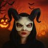 Half Face Halloween Mask Animal Demon Mask Gothic Sheep Horn Mask  Women