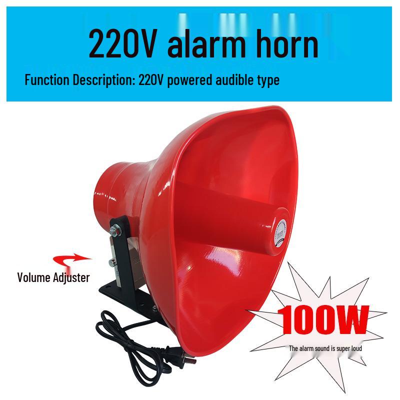 220V 100W Wireless Remote High-Pitch High-Power Emergency Alarm Horn and Electric Bell розовый