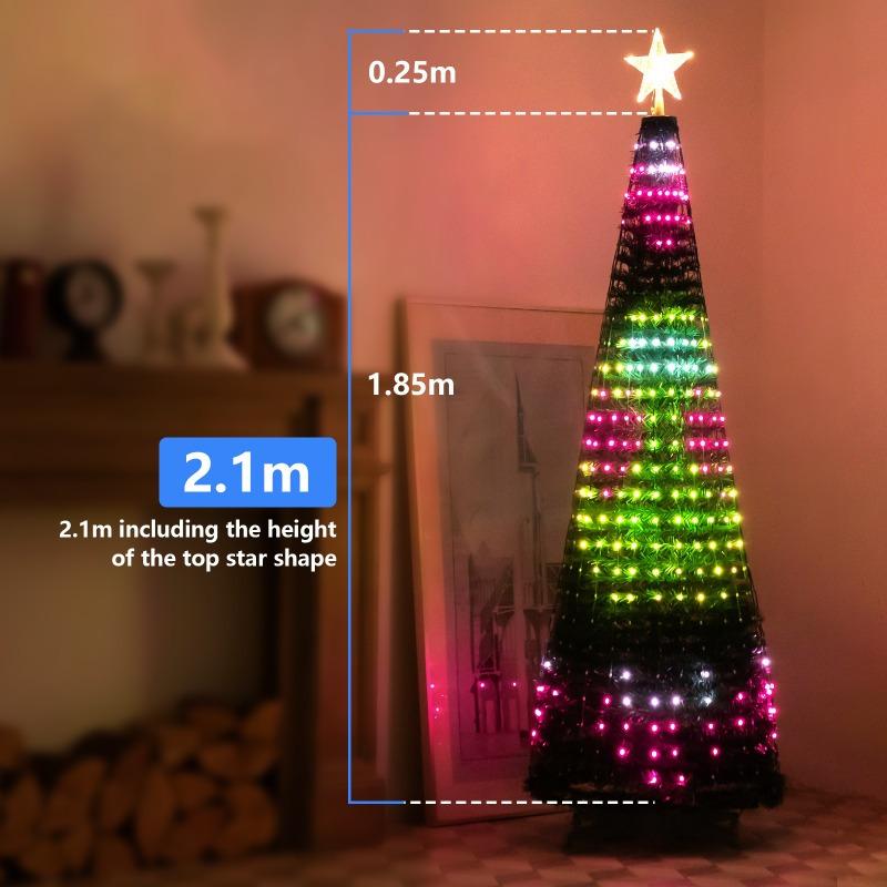 2.1m/6.9ft Christmas Tree String Lights with Star 400LEDs String Lights DIY Text Pattern APP Remote Indoor Outdoor Decor