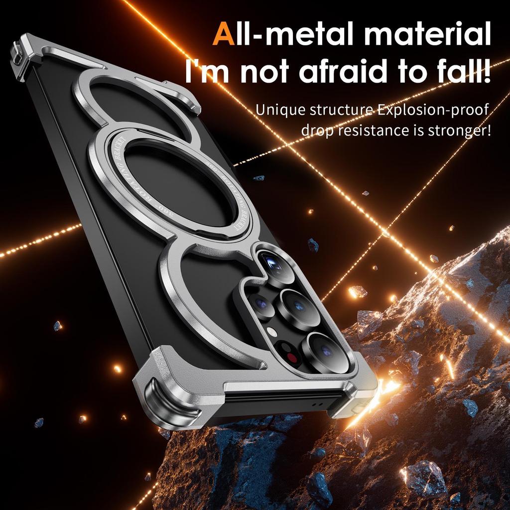 Samsung S25 Ultra Rotating Metal Stand Case | Magnetic Titanium Alloy Cover