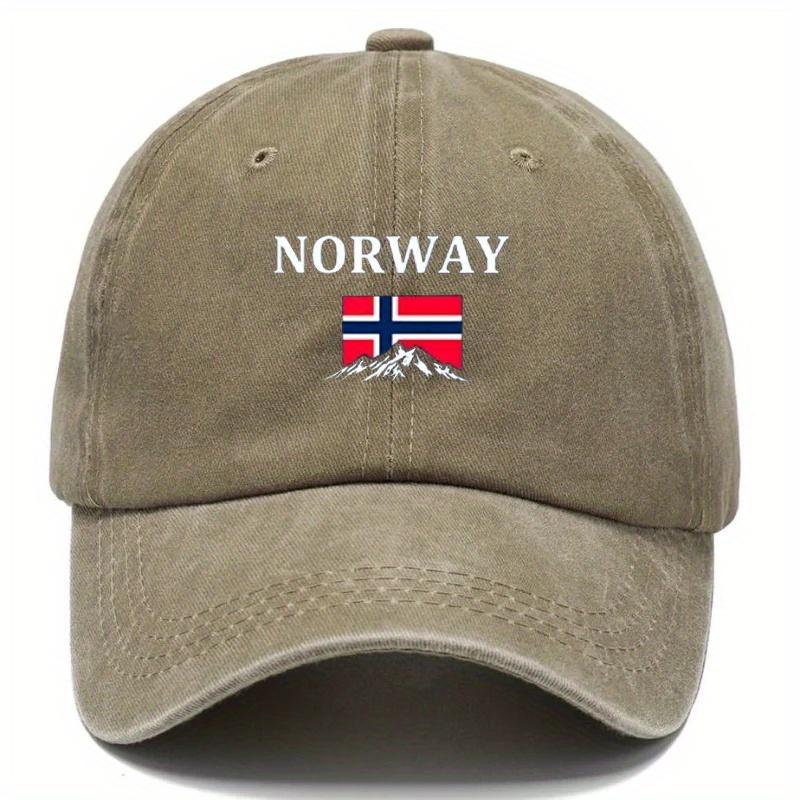 Adjustable Washable Baseball Cap with Norway Lettering And Norwegian Flag Design Perfect for Outdoor Activities Camping Par