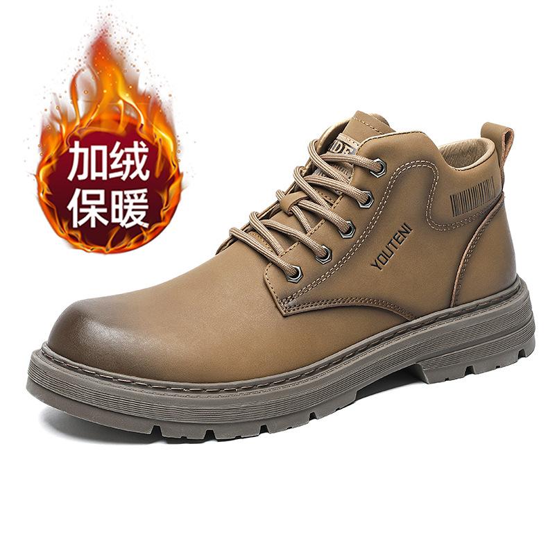 Retro Outdoor Work Ankle Boots for Men Fashion Casual Autumn Winter Cow Leather Boots Male New Designer Platform Shoes Man