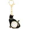 FIELD WORK Cat Motif Carabiner Keychain Watch Analog Pocket Watch Charm for Bags and Backpacks Black JN046-5