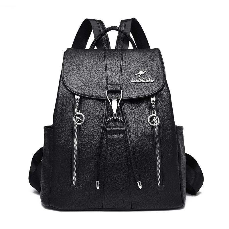 

Travel Backpack for Women Soft PU Large Capacity Bag Casual Commuting Daypack чёрный