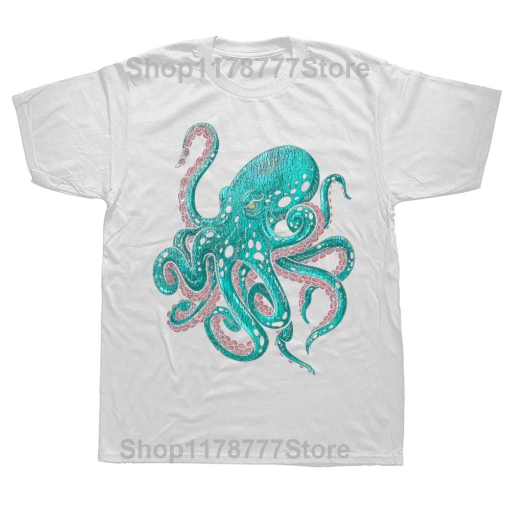 Marine Octopus Tshirt Octopus Species Diving Marine Round Neck Cotton Tshirt Summer Streetwear Casual T Shirt Unisex Tops Tees