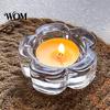 Durable Glass Candle Holder Flower Tealight Holder, Plum Blossom Cafe for Home Party Decor, Wedding Table Centerpiece Transparent