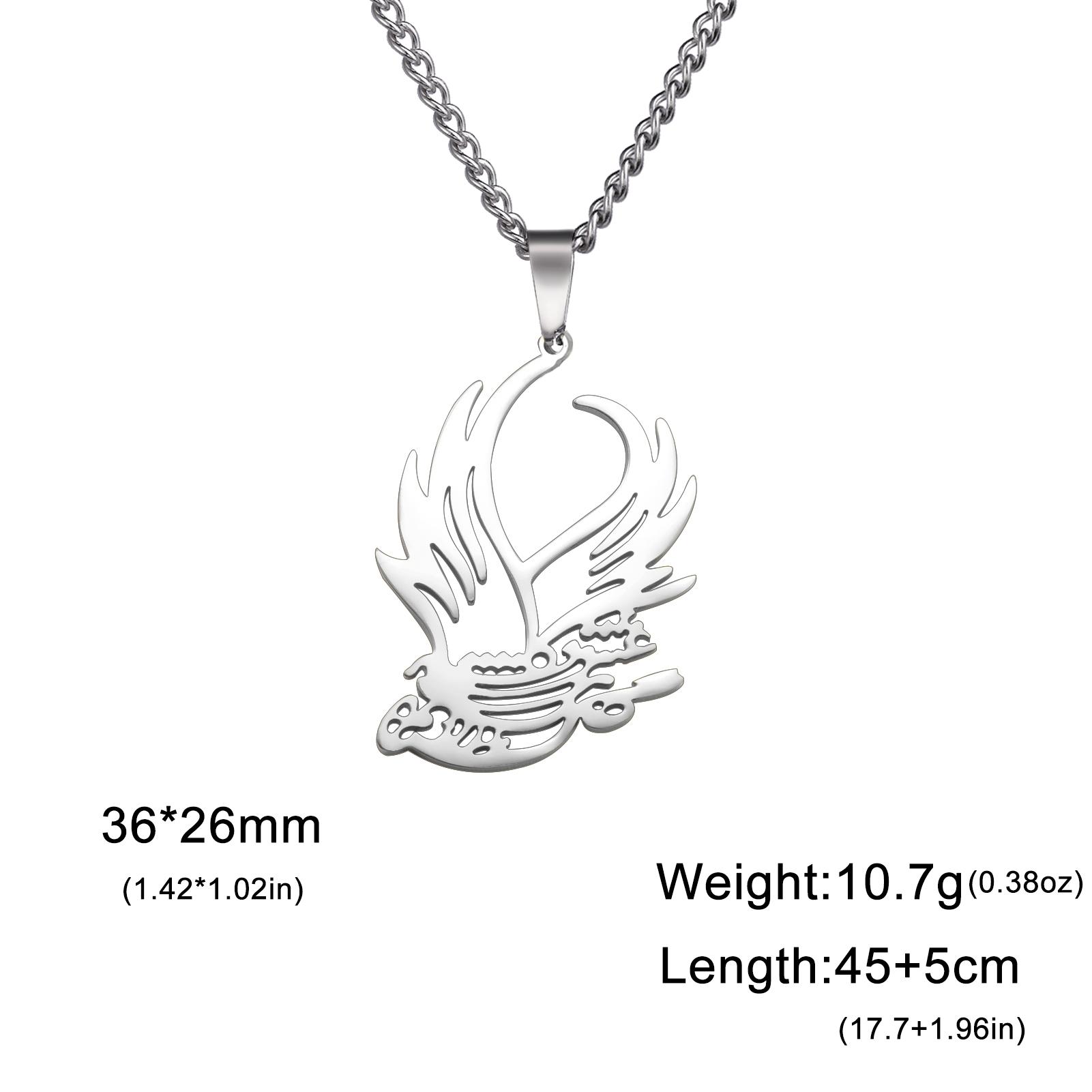 Phoenix necklace owl necklace winged bird necklace stainless steel animal bird totem pendant necklace punk style lucky jewelry 45-50cm