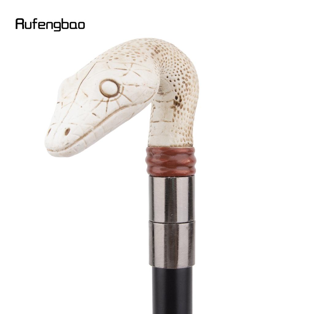 White Resin Snake Cobra Python Head Walking Cane Fashion Decorative Steel Stick Gentleman Elegant Cosplay Cane Knob Crosier 93cm