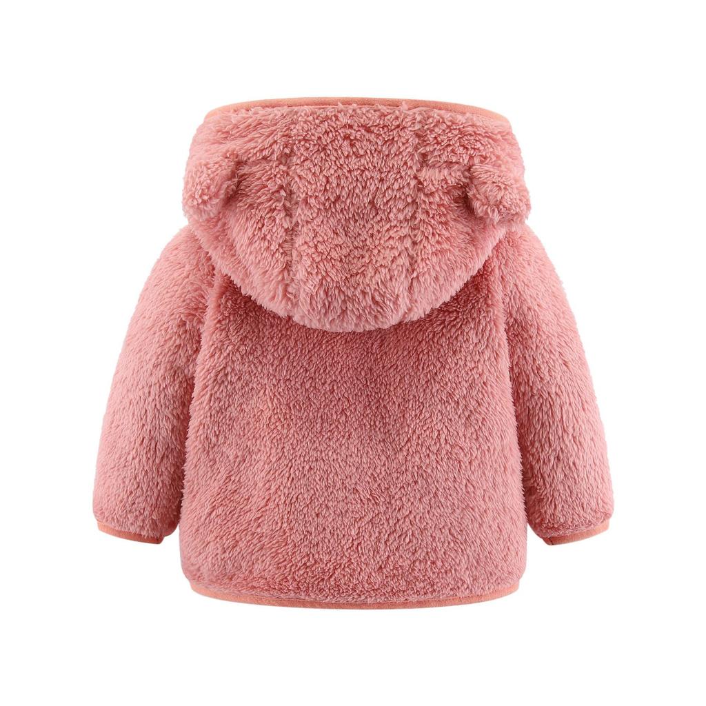 Children's Long-sleeved Plush Top with Hooded Baby Coat