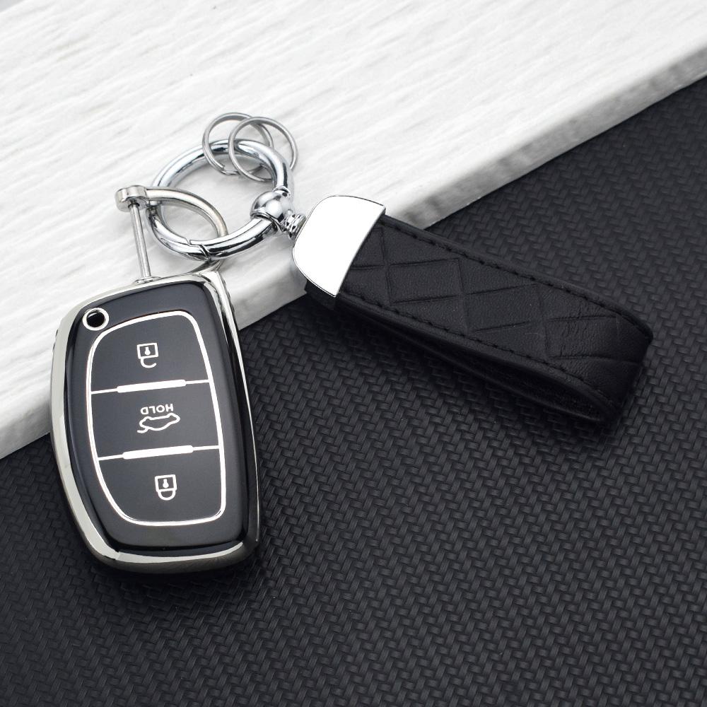 3 Buttons Soft TPU Smart Key Fob for Hyundai Santa Fe Tucson Elantra Creta Sonata I30 Ix35 Ix45 I10 I40 Rena Protective Keychain