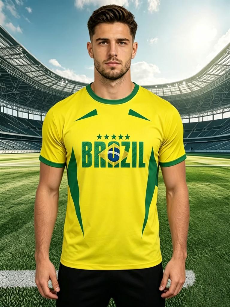 Neue brasilianische Hemdenauswahl 2026 Brasilien Trikot T-Shirt für Herren Outdoor-Sport Kurzarm-T-Shirts Rundhals-Oberteile Sommer