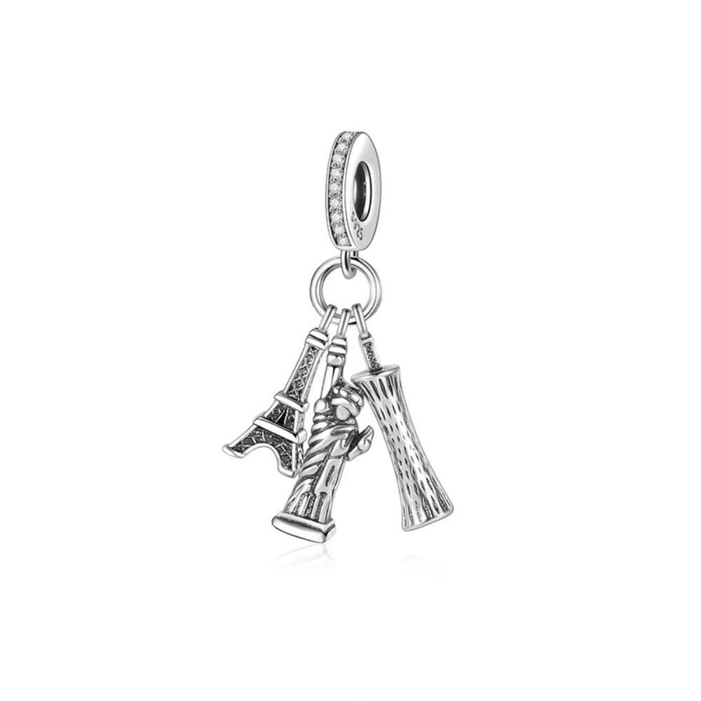 New S925 Silver Flag Balance Tower Charm Pendant for Bracelets Necklaces DIY Women Fine Jewelry Accessories