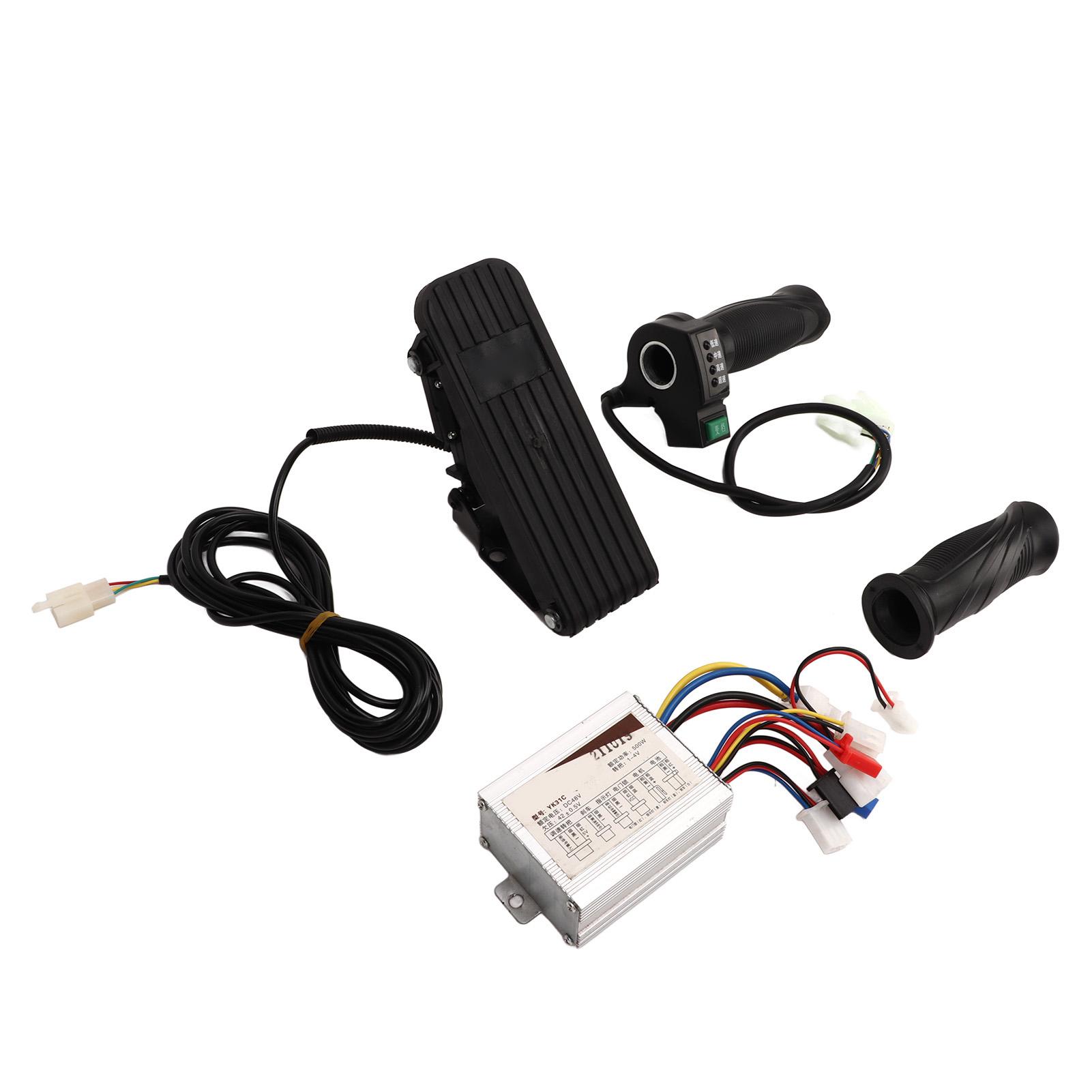 48V 500W Electric Bicycle Brushed Controller Electric Bike Conversion Kit with 4 Speed Throttle Grip Throttle Pedal