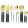 24Pcs Gold Matte Cutlery Set Stainless Steel Dinnerware Set Silver Knife Fork Spoon SilverwareTableware Set Kitchen Flatware