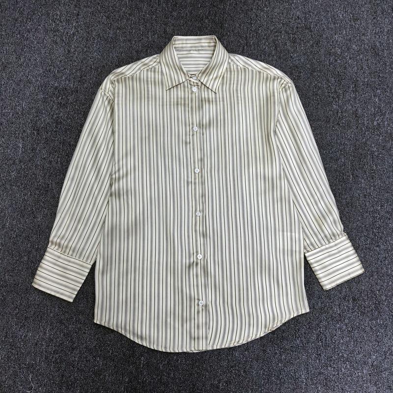 Su Mei Hui Women's Striped Satin Shirt - Spring/Summer 2026 Collection, TOT Style Commute Long Sleeve Top
