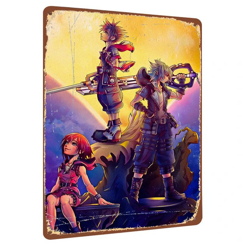 

Kingdom Hearts Characters Metal Wall Art Decorative Painting for Living Room Bedroom Kids Room Game Theme Hanging 20x30cm（7.8x11.8inch）