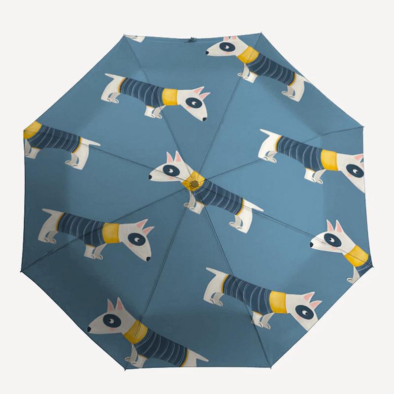 

1pc Bull Terrier Pattern Automatic Open/Close Umbrella - Compact Travel Umbrella, 8-Rib Heavy-Duty Construction, Ideal Gift, Outdoor Accesso