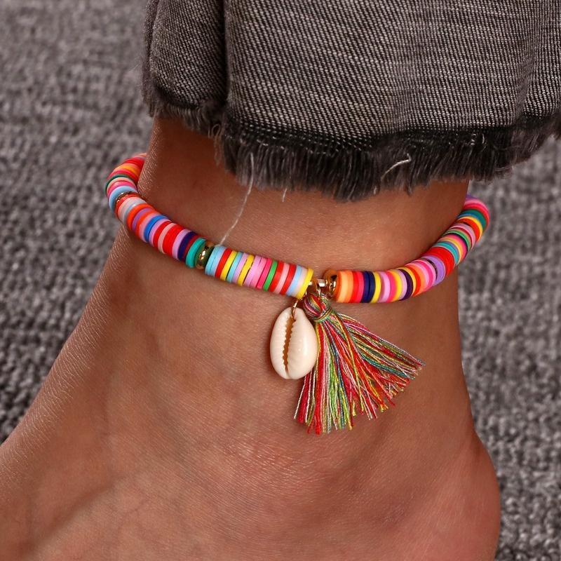 8 Colors Boho Shell Anklet Set Gold Ankle Bracelet Beaded Anklet Beach Footwear Accessories for Ladies and Girls