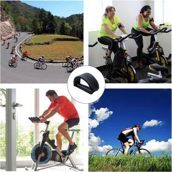 Medsuo 1 Pair Bike Pedal Strap Toe Clips Straps Tape Adjustable Anti-Slip Double Adhesive Bicycle Feet Straps - Black