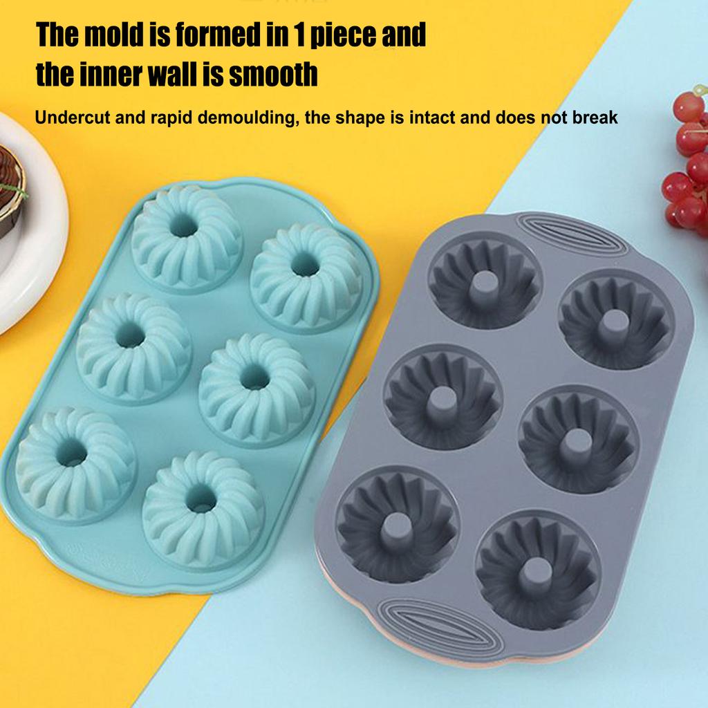 6 Hole Silicone Donut Mold Non Stick Donut Maker Baking Tray Reusable Donut Swirl Shaped Muffin Cake Mould Baking Pan