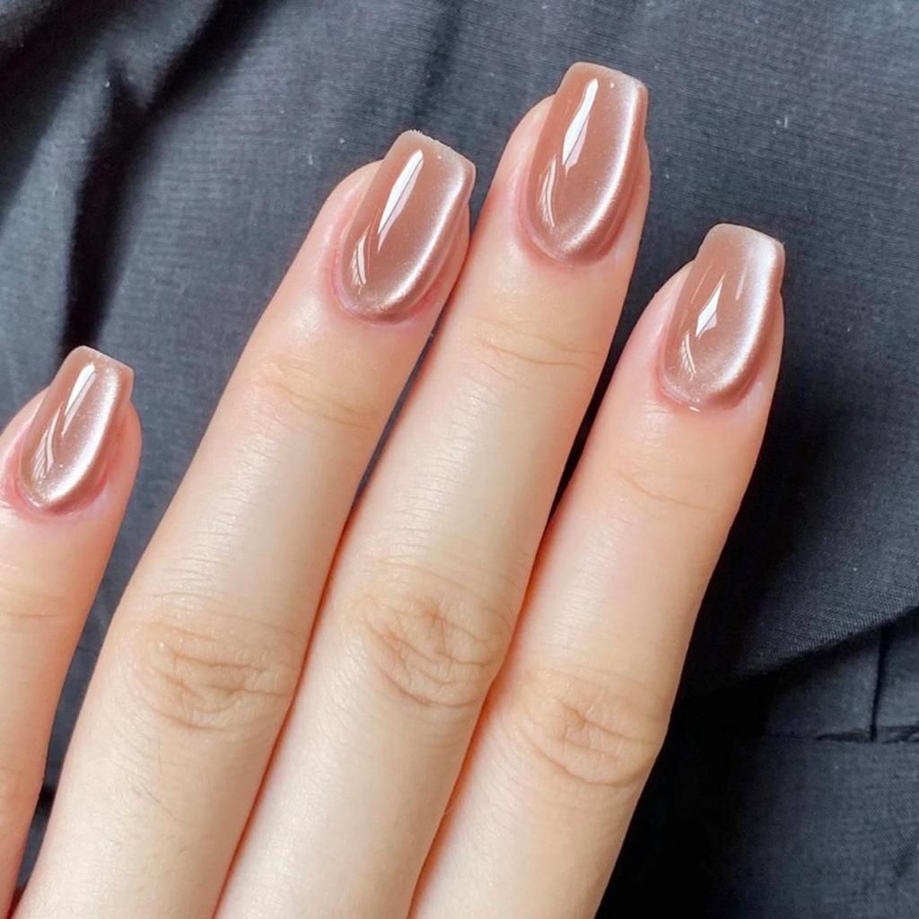Cat Eye Wearable False Nails - Simple Whitening, Removable, High-End Nail Patches