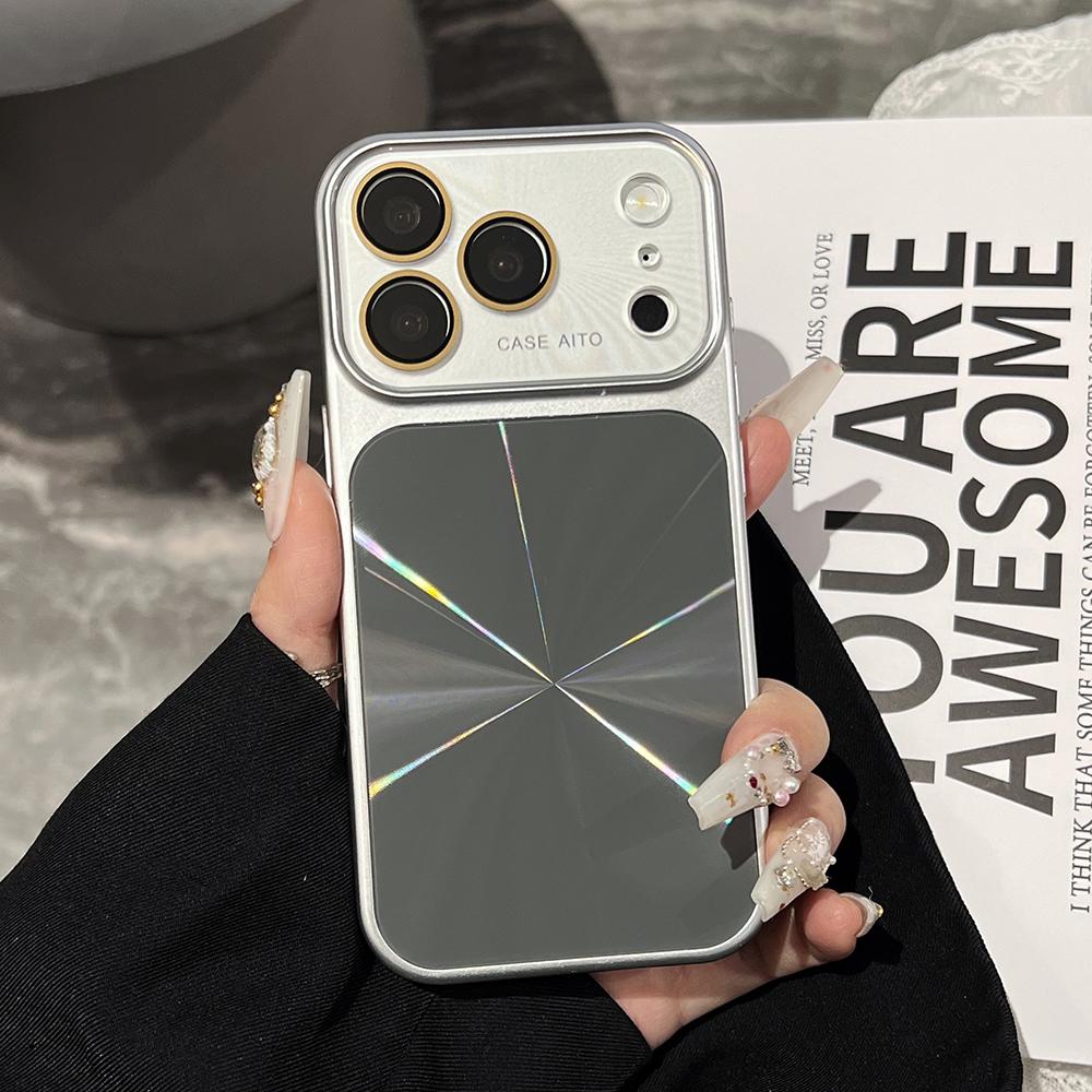 

Solid Color Laser Phone Case For iPhone 17 16 15 14 Pro Max Large Window Shockproof Hard Bumper Back Cover iPhone17