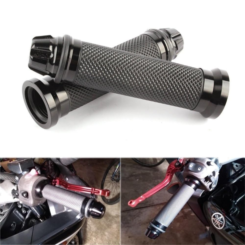 Motorcycle Grip Left and Right Set Aluminum Bar End 0.9 Inch (22.2 Mm) Custom Bike Clip Universal (Black Color)