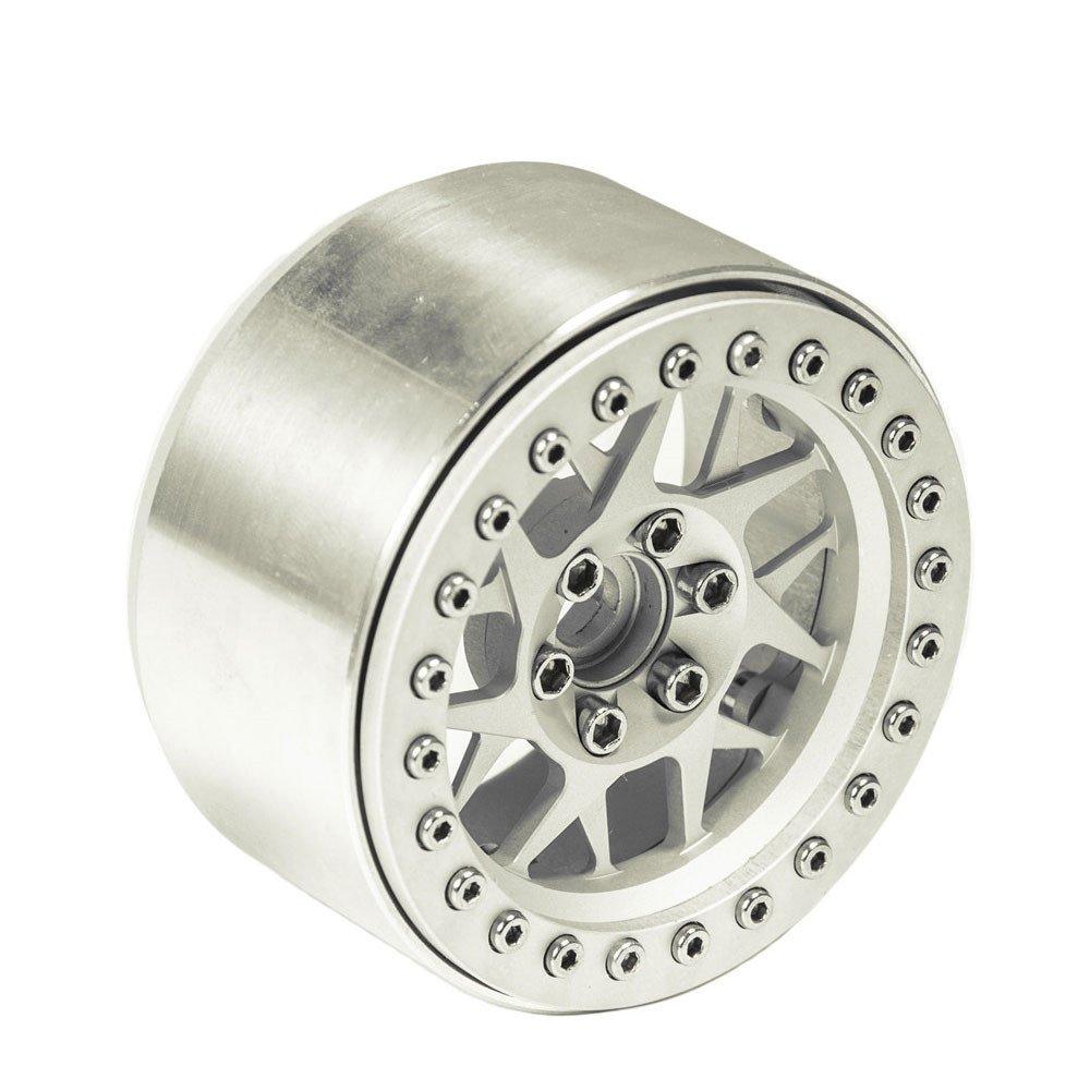 Ulepszone obręcze piast kół Beadlock 2,2 cala z wewnętrznymi beadlockami do samochodu RC 90018 Wraith #7 (4-częściowy, Srebrny)