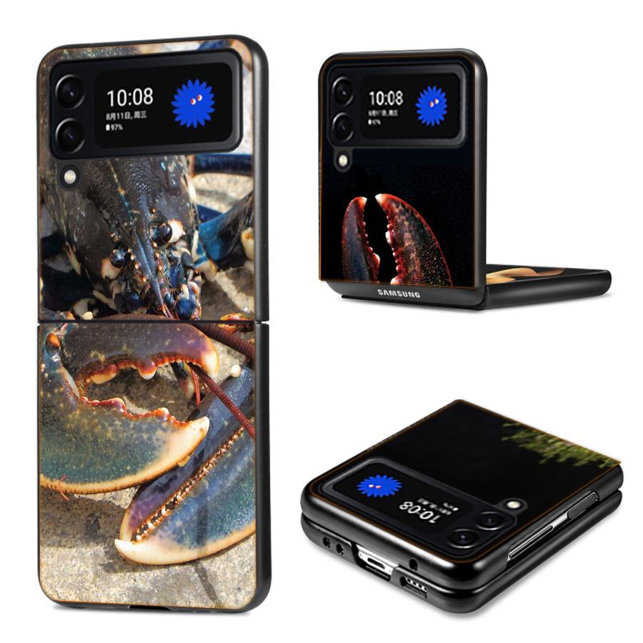 Live Lobster Phone Case For Samsung Z Flip 7 6 5G Galaxy Z Flip4 Z Flip5 Z Flip3 Coque Black Hard PC Shell Protective Cover