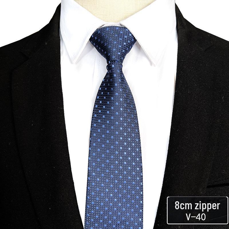 

Чоловіча краватка на блискавці, яка легко затягується – смугаста, професійна та зручна для ділового чи офіційного одягу V-17
