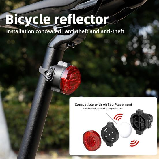 Bike Reflective Tail Light for AirTag Locator Mount Universal MTB Road Mountain Bicycle Saddle Reflector Rear Lamp Holder Bike Accessories