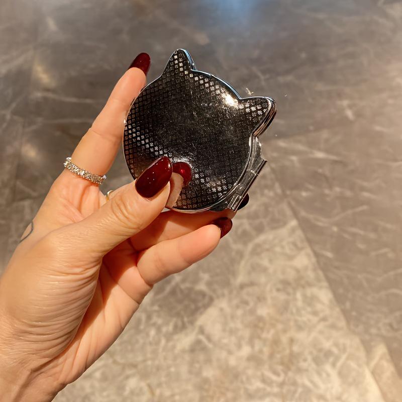 Elegant Rhinestone Portable Compact Mirror with Light for Cats - 2024 Edition
