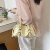 IELGY Soft Leather Pleated Portable Cloud Bag Shoulder Crossbody Female Bag