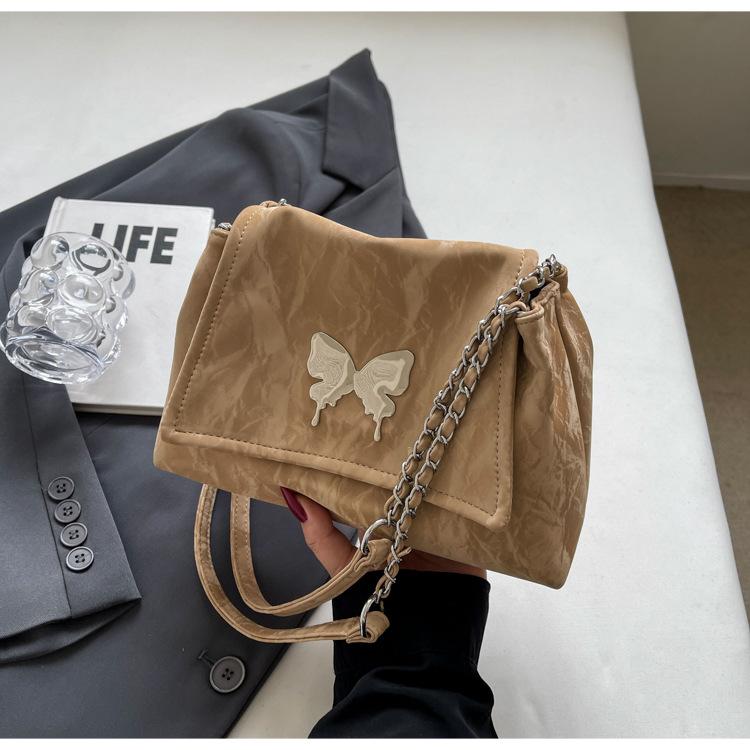 

2025 Korean version of the new niche shoulder bag butterfly element bag female Spice Girl envelope bag underarm bag tote shoulder хаки