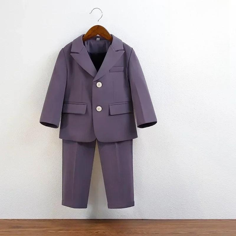 Suit for Boys Fall Casual Children School Uniform Outfits Handsome Kids Host Performance Costume 2-12Y Boy Birthday Blazers Set
