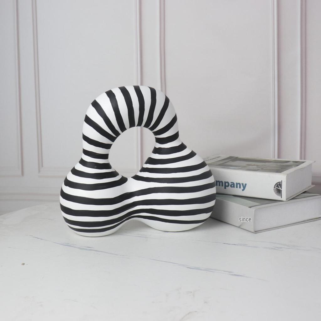 Nordic Black & White Striped Ornament for Home Decor and Office Display