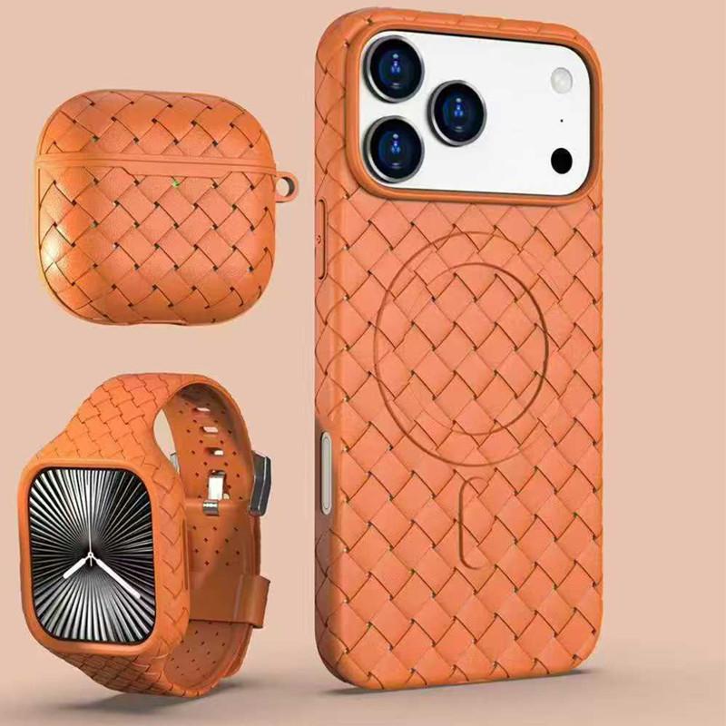 Applicable To Apple 17proMax Woven Pattern Magnetic Suction Phone Case Cooling IPhone 16 Ultra Thin Anti Fall Protection Case 15