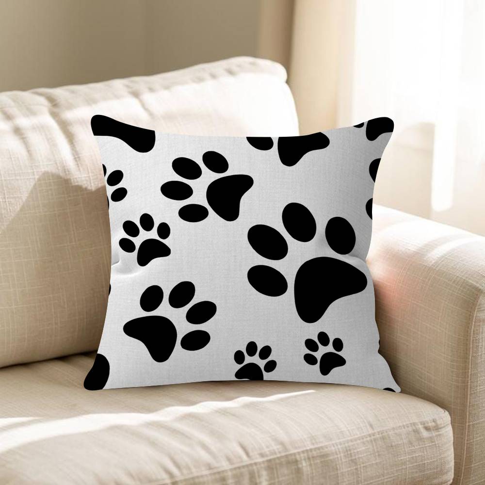 Fashion Black Cat Paw Prints Office Cushion Pillowcase Car Cushion Cover45X45CM Lumbar Pillowcase Sofa Pillowcover