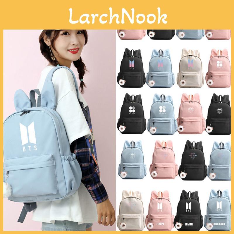 Kpop Bts Bunny Rabbit Ears Backpack Girls School Bags V With Piggy Pendant Plush