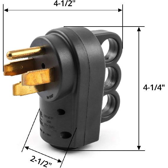 QWORK Nema 14-50P 50 Amp Male RV Replacement Plug, 125/250V Power Assembly Plug With Handle For Camper Trailer