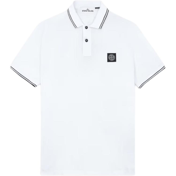 Stone Island Logo Slim Fit Polo Shirt Men tops White 81152SC18-A1001 L