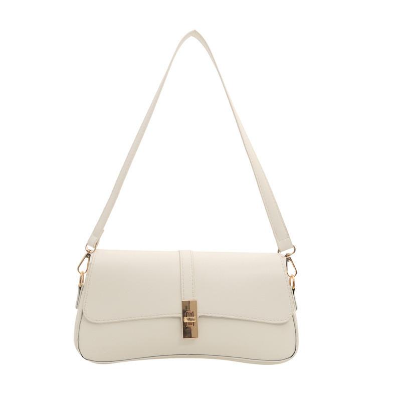Vintage Fashion Pu Leather Small Handbag For Women 2024 Summer Solid Color Versatile Shoulder Bag Commuter Underarm Bag Chic Square Bag белый